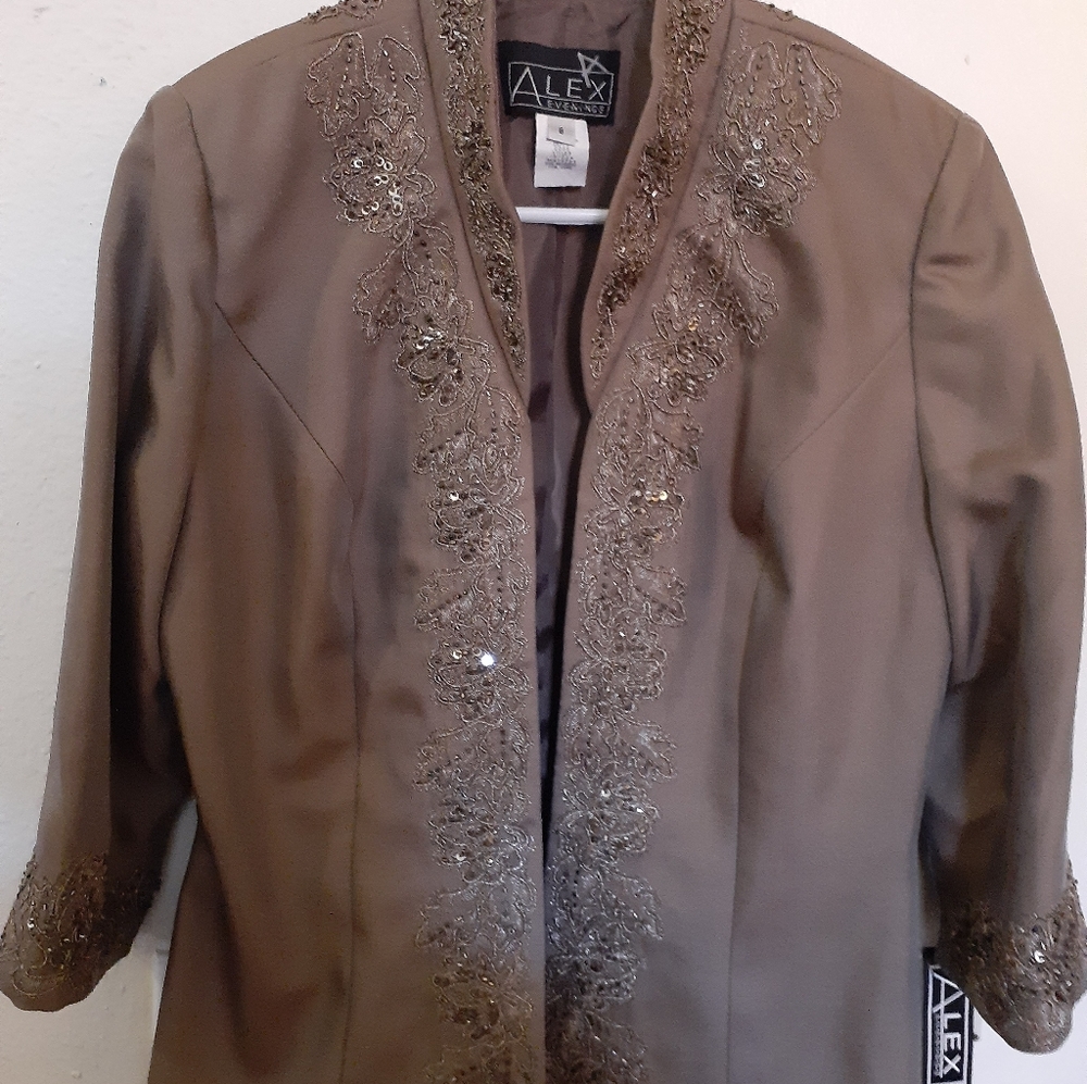 Alex Evenings Brown Vest with embroidery